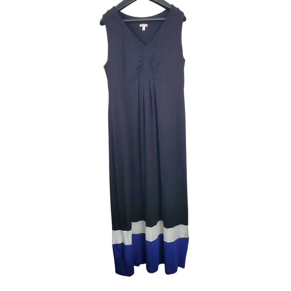 TALBOTS | Tank | Black/White/Blue | Maxi Dress | Size Large